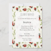 Invitation Red Green Leaves Ladybugs Birthday (Devant)