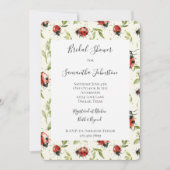 Invitation Red Green Leaves Ladybugs Bridal Shower (Devant)