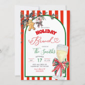 Invitation Red Green Plaid Bow Preppy Holiday Brunch Party (Devant)