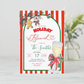 Invitation Red Green Plaid Bow Preppy Holiday Brunch Party (Debout devant)