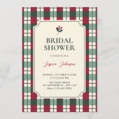 Invitation Red green plaid tartan pattern bridal shower (Devant)