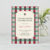 Invitation Red green plaid tartan pattern graduation (Debout devant)