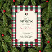 Invitation Red green plaid tartan pattern wedding