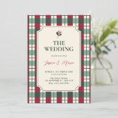 Invitation Red green plaid tartan pattern wedding (Debout devant)