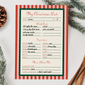 Invitation Red & Green Printable My Christmas List Card