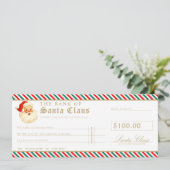 Invitation Red Green Santa Cheque Gift Voucher Card (Debout devant)