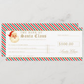 Invitation Red Green Santa Cheque Gift Voucher Card (Devant / Derrière)