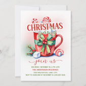 Invitation Red Green Sucre de canne Hot Cocoa fête de Noël (Devant)