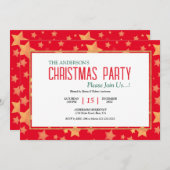 Invitation Red Green White Gold Unique Élégant Noël (Devant / Derrière)