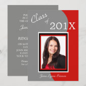 Invitation Red Grey Wave Photo Party Graduation (Devant / Derrière)