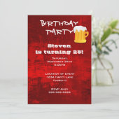 Invitation Red Grunge fête d'anniversaire Abstraite avec Beer (Debout devant)