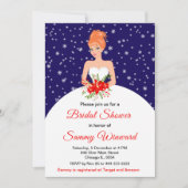 Invitation Red Hair Bride Snowflake Marine Fête des mariées (Devant)