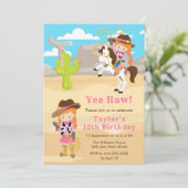 Invitation Red Hair Cowgirl fête d'anniversaire (Debout devant)