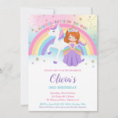 Invitation Red Haired Princess Unicorne Anniversaire Arc en c (Devant)