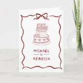 Invitation Red Hand Drawn Bow QR Code Photo Wedding (Devant)