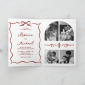 Invitation Red Hand Drawn Bow QR Code Photo Wedding (Intérieur)