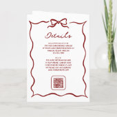 Invitation Red Hand Drawn Bow QR Code Photo Wedding (Dos)