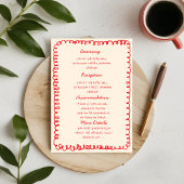 Invitation Red hand drawn heart Whimsical Wedding 