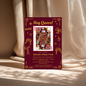 Invitation Red Hand Drawn Queen Of Hearts Galentine's Party