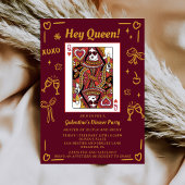 Invitation Red Hand Drawn Queen Of Hearts Galentine's Party