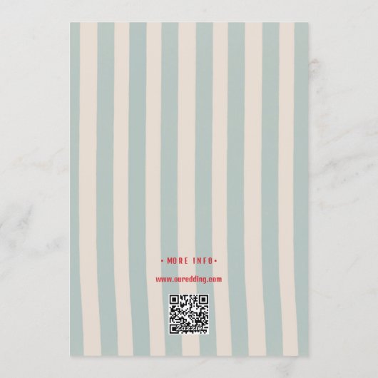 Invitation Red Handwriting Blue Stripes Retro Save the Date (Dos)