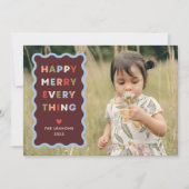 Invitation Red Happy Merry Wavy Christmas Photo Card (Devant)