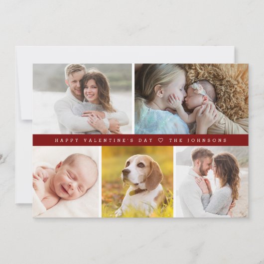 Invitation Red Happy valentine's day Custom family Photos (Devant)