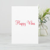 Invitation Red happy vibes vacances simple minimum calligraph (Debout devant)