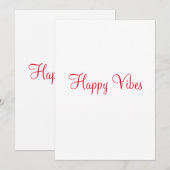 Invitation Red happy vibes vacances simple minimum calligraph (Devant / Derrière)