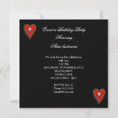 Invitation Red Heart Black White Stripe Bow fête d'anniversai (Dos)