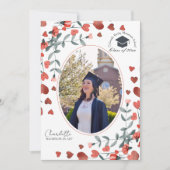 Invitation Red Heart Floral Photo Graduation Annonces (Devant)