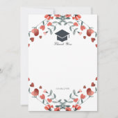 Invitation Red Heart Floral Photo Graduation Merci (Devant)