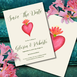 Invitation Red Heart & Flower Mariage mexicain Enregistrer la