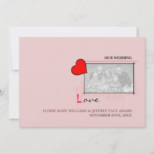 Invitation Red Heart Love Photo Mariage