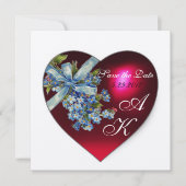 Invitation RED HEART & OUBLIEZ-MOI PAS MONOGRAM Gold Metallic (Devant)