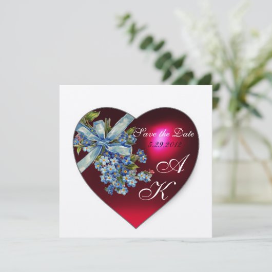 Invitation RED HEART & OUBLIEZ-MOI PAS MONOGRAM Gold Metallic (Debout devant)