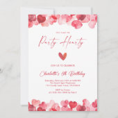 Invitation Red Heart Party Hearty Birthday (Devant)