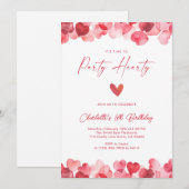 Invitation Red Heart Party Hearty Birthday (Devant / Derrière)