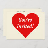 Invitation Red Heart Shape Love Classic Simple Minimalisme (Devant / Derrière)