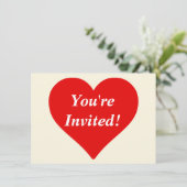 Invitation Red Heart Shape Love Classic Simple Minimalisme (Debout devant)