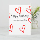 Invitation Red heart shaphappy anniversaire ajouter nom texte (Debout devant)