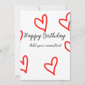 Invitation Red heart shaphappy anniversaire ajouter nom texte (Dos)