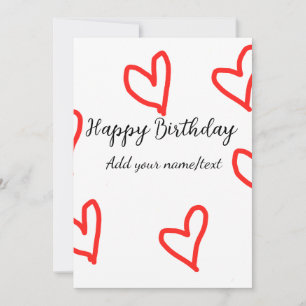 Invitation Red heart shaphappy anniversaire ajouter nom texte