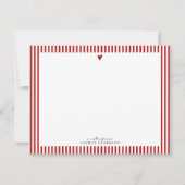 Invitation Red Heart Striped Valentine Note Card (Devant)