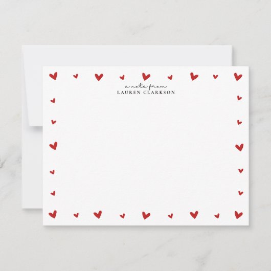 Invitation Red Hearts Border Valentines Note Card (Devant)