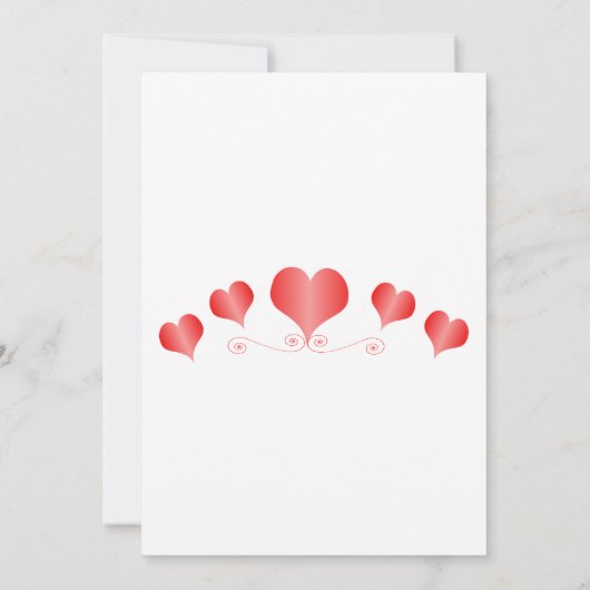 Invitation Red Hearts Design Valentines Day Mariage (Dos)