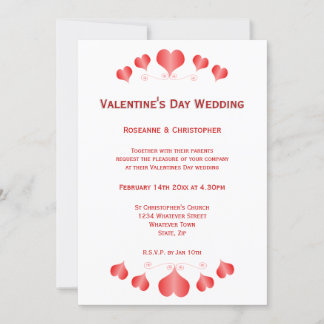 Invitation Red Hearts Design Valentines Day Mariage