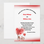 Invitation Red Hearts et Mariage de vélo (Devant / Derrière)