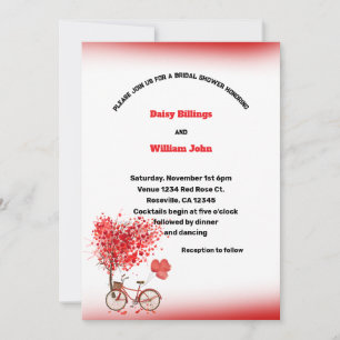 Invitation Red Hearts et Mariage de vélo