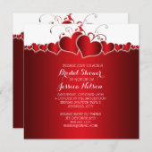 Invitation Red Hearts Fête des mariées romantique (Devant / Derrière)